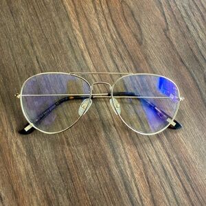 Diff Gold Aviator Glasses with Blue-Reflective Lenses EUC